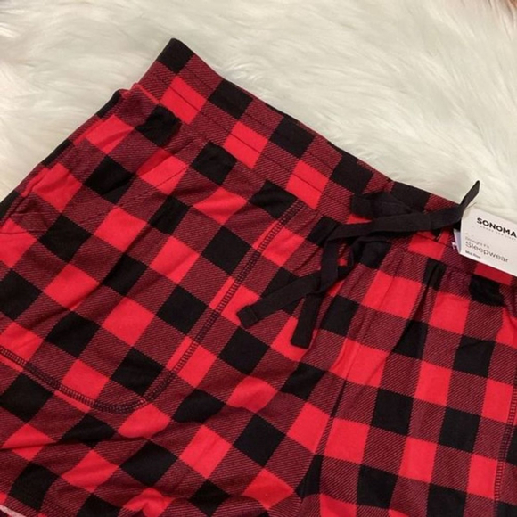 Sonoma sleep shorts Woman's size XL black and red plaid mid rise NWT - Picture 5 of 16